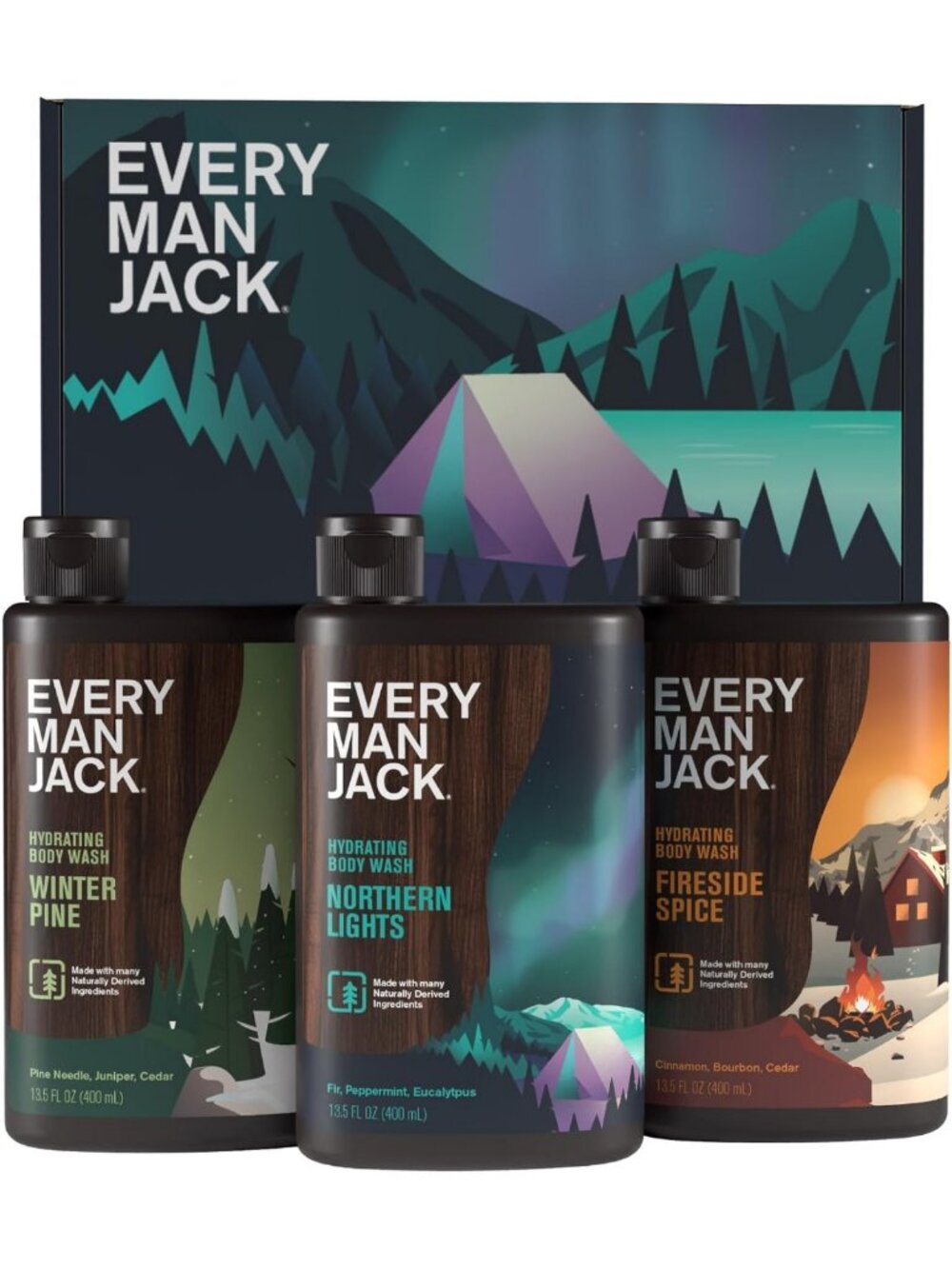 Invigorating Winter Scents Body Wash Gift Set for Men - 3 Pack, Perfect for
